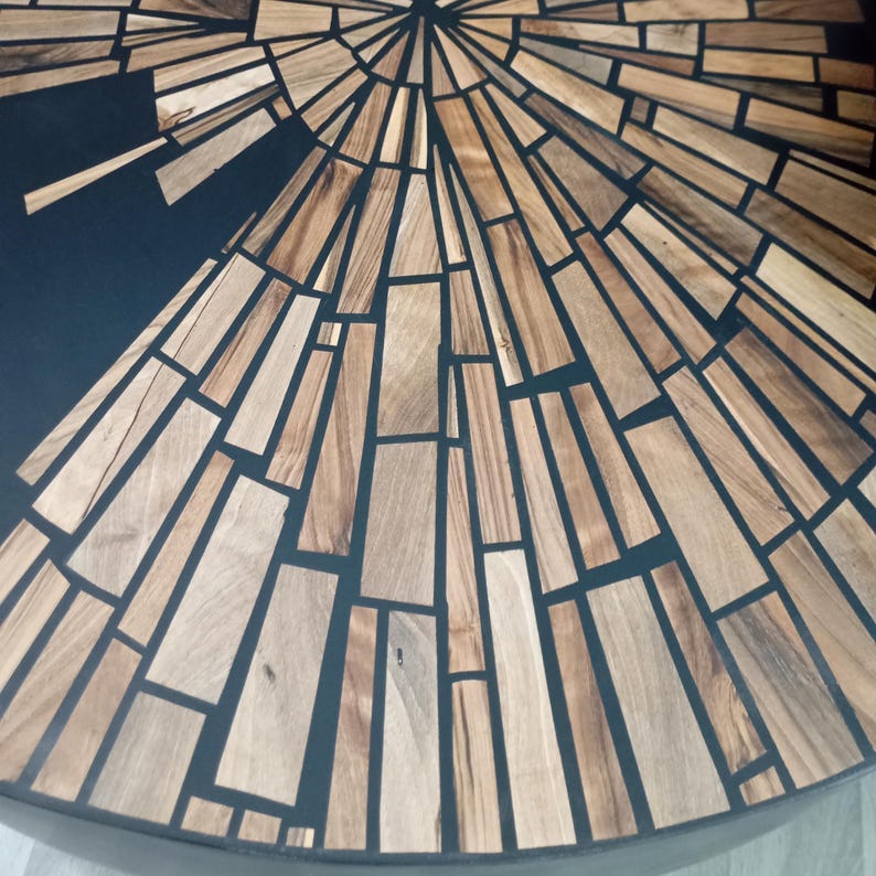 Handmade Walnut Resin Coffee Table Set – Modern Moroccan Home Décor | Luxury Artisan Design