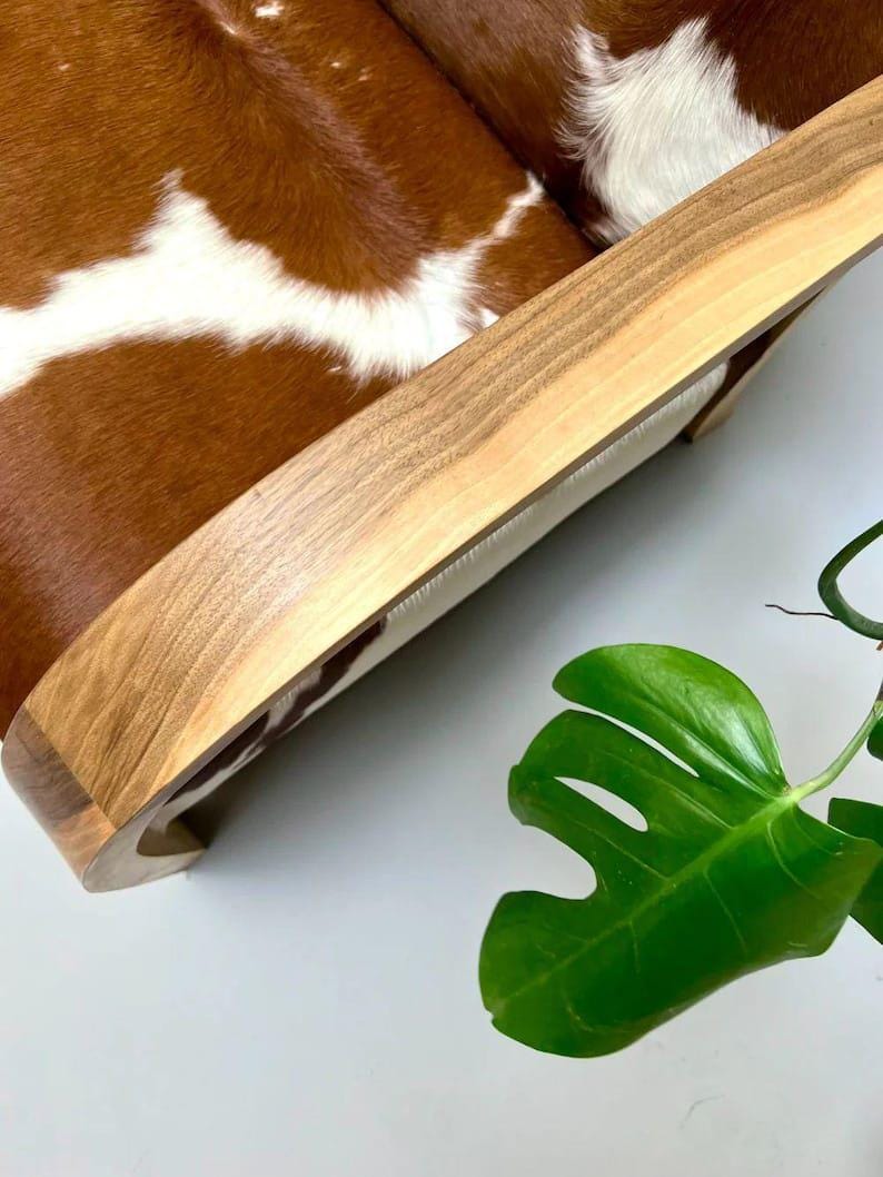 Set of 2 Mid-Century Scandinavian Leather Armchairs – Walnut Frame Lounge Chairs in Signature Brown and White | Custom Upholstery Available