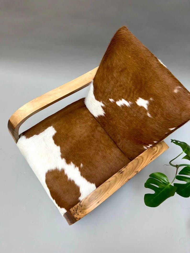 Set of 2 Mid-Century Scandinavian Leather Armchairs – Walnut Frame Lounge Chairs in Signature Brown and White | Custom Upholstery Available